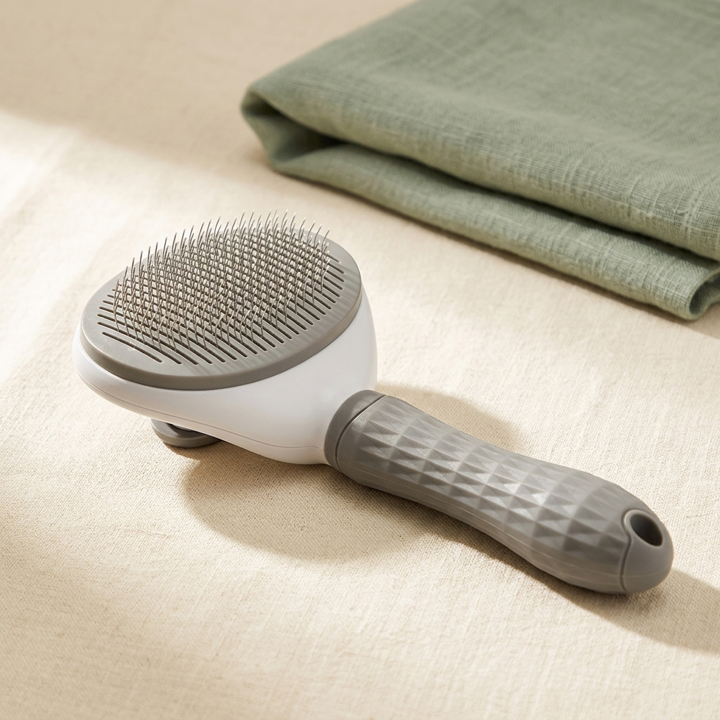 Shedding Season Kit — ergonomic pet grooming brush three-quarter angle